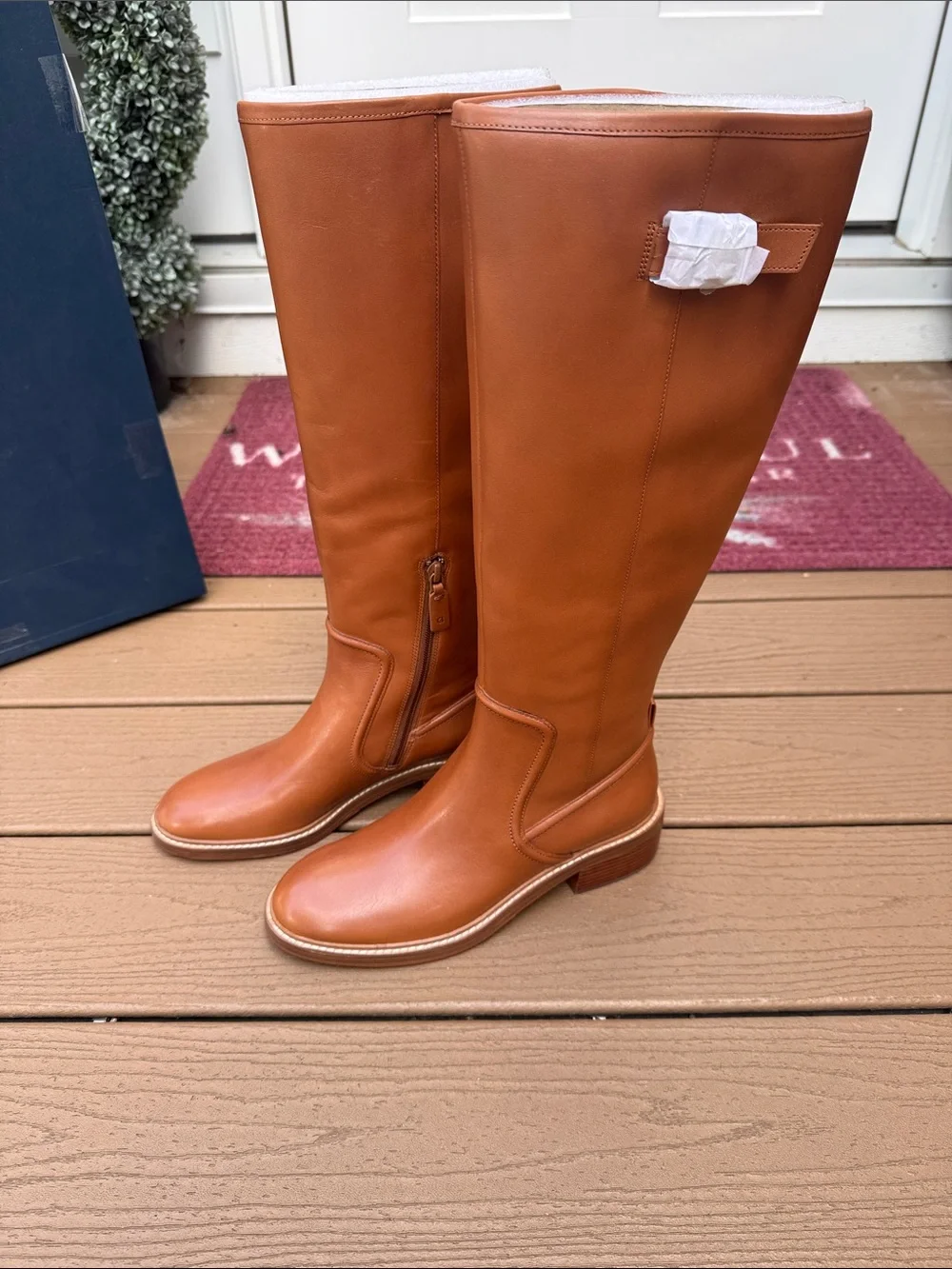 Cole Haan Women's Silvana Tall Buckle Boots, British Tan Leather, 7.5-B US